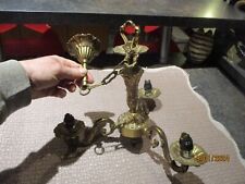 Ancien Petit Lustre Bronze Laiton pour Pièces 3 Lampes ou  à compléter