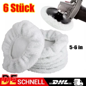 6 Stück Polierhaube Lammwolle Polierpad 150mm Auto Polierfell für Poliermaschine - Bild 1 von 14