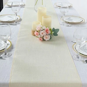 14x108" Faux Burlap Linen Polyester TABLE RUNNER Wedding Party Event Decorations - Picture 1 of 63