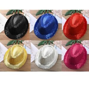 Unisex Kids Dance Party Fedora Bling Sequin Jazz Hat Trilby Stage Performance