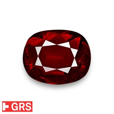 GRS Certified PIGEON BLOOD RED Ruby 5.02 Ct. Natural Untreated CUSHION Exclusive - Image 1 of 4