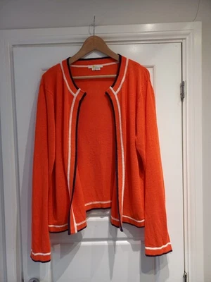 Boden Orange Striped Trim Linen Cardigan Size 20 Uk Excellent - Image 1 of 4