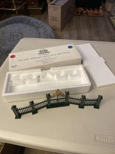 Dept 56 Heritage Village "VILLAGE WROUGHT IRON FENCE AND GATE" 9 Pc. Set  - Picture 1 of 7