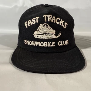Vtg Foam Snapback Mesh Trucker Hat Cap Fast Tracks Snowmobile Club Made USA - Picture 1 of 12