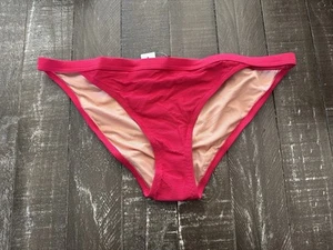 J. Crew Ribbed-Trim Hipster Full-Coverage Bikini Bottom Red Size L NWT - Picture 1 of 6