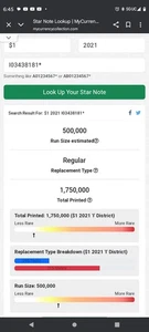 ⭐2021 $1 I MINNEAPOLIS BEP 500K RUN STAR NOTE (I03438181*)⭐ - Picture 1 of 10