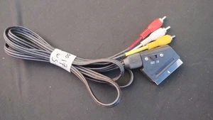 SCART PLUG MALE SWITCHED IN OUT TO 3 PHONO RCA STEREO AUDIO VIDEO CABLE 1.5M - Picture 1 of 5