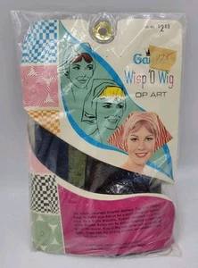 Vintage Kerchief w Bangs 1960's Gayla WISP 'O WIG Opt Art NOS - Picture 1 of 5
