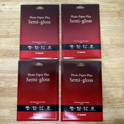 NEW Lot Of 4 Canon Photo Paper Plus Semi-Gloss 5" X 7" 20 Sheets SG-201 260GSM - Image 1 of 4