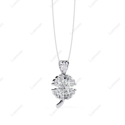 0.75 Ct Heart Cut Lab-Created Diamond Necklace Pendant 14K White Gold Finish Foto 1 de 4