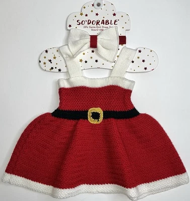 So Dorable Bebé Navidad Papá Noel Vestido y Lazo Conjunto de 2 piezas Talla 0-6 Meses Rojo Blanco Nuevo con Etiquetas Foto 1 de 4