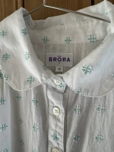 Brora Cotton Blouse- 12 -Peter Pan Collar - Picture 1 of 12