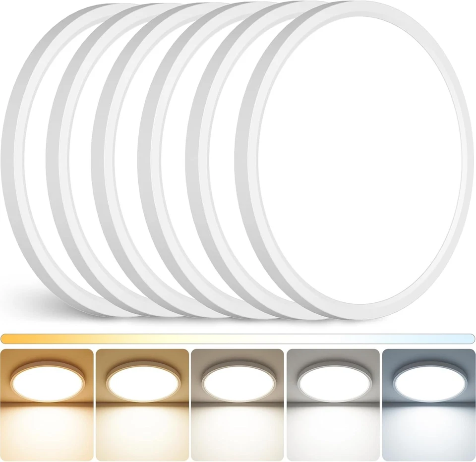 6 Pack 12 Inch 5CCT LED Ceiling Light Flush Mount Dimmable Fixture White 2880LM - Image 1 of 4