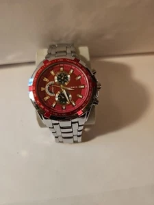 Mark Curren Fire Red Statement Watch 44" In Need Of New Battery ...Never Worn  - Picture 1 of 4