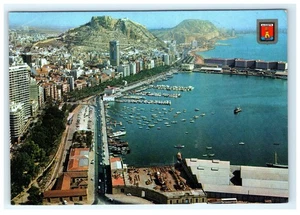 Cartolina litografia Continentale Alicante Spagna veduta generale e porto - Foto 1 di 2