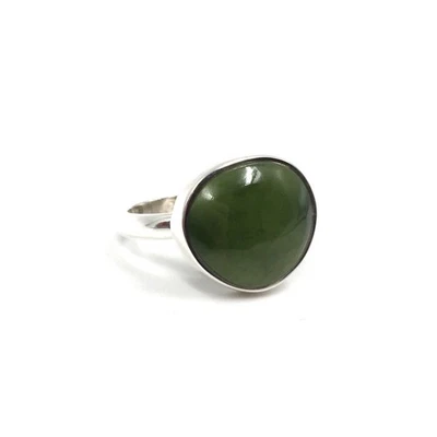 Anello uomo sigillo giada verde argento 925 vintage gioiello 17,5 mm / 55... - Immagine 1 di 4