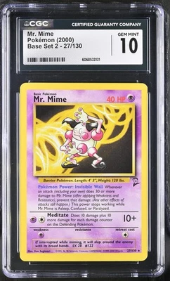 CGC 10 GEM MINT Mr. Mime 2000 Base Set 2 27/130 Pokemon Card - Image 1 of 2
