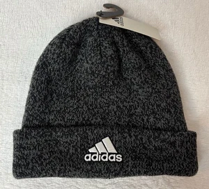 Adidas Men’s Team Issue Fold Beanie Black Onix Grey White New With Tags - Picture 1 of 4