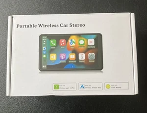 7"Portable Wireless Car Stereo Apple Carplay&Android Auoto Mirror Link+Rear Cam - Picture 1 of 4