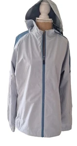 Castore Ladies Coat Jacket Rain Mac Waterproof Grey Blue Size S 10/12 BNWT - Picture 1 of 9
