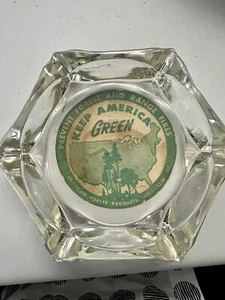 Vintage Aschenbecher Keep America grün Werbung schöne Grafik guter Zustand - Bild 1 von 6