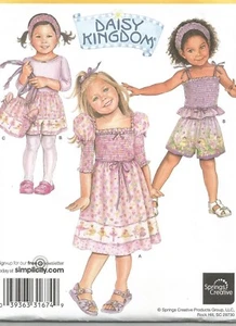 Simplicity Sewing Pattern 2992 DAISY KINGDOM Dress Top Shorts Bag Girls 1/2-4 - Picture 1 of 2