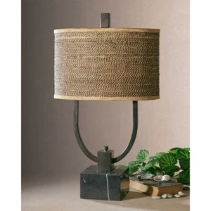 STABINA TROPICAL FEEL WOVEN RATTAN SHADE XXL 30" TABLE LAMP UTTERMOST 26541 - Picture 1 of 3