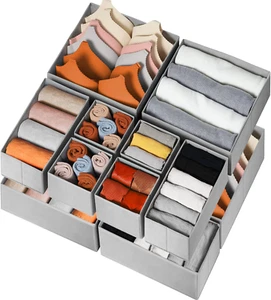 Drawer Organizer for Clothing, 12 Pack Sock Underwear Drawer Organizer Bins, Fol - Picture 1 of 12