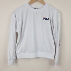 Fila Velour Sweatshirt Womens XS White Crew Neck Sleeve Hit Soft Sweater