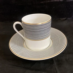 Raynaud Ceralene Crinoline Black Cup & Saucer Set Limoges France 1990 BH235F - Picture 1 of 10