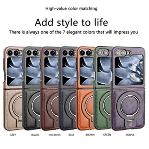 Ring Holder Phone Case For Samsung Galaxy Z Flip6 5 4 3 Leather Shockproof Cover - Bild 1 von 32