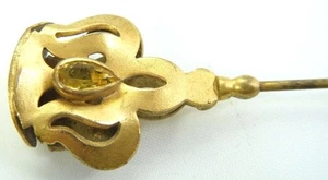 9" HATPIN DISEÑO ART NOUVEAU 2 PIEDRAS CRISTAL AMARILLO - Imagen 1 de 6