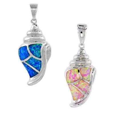 Pendente Conchiglia In Opale In Argento Sterling - Immagine 1 di 2