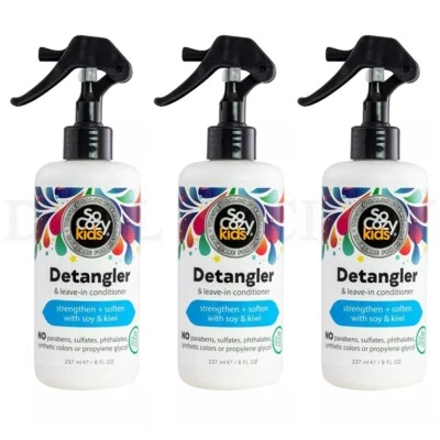 SoCozy Kids desenredante y acondicionador sin enjuague fortalece suaviza 8 oz lote de 3 Foto 1 de 4