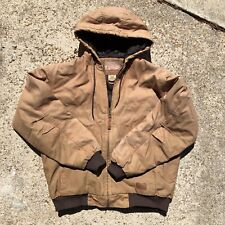 C.E. Schmidt Insulated Quilted Hooded Jacket Tan Brown Size L Reg Work Coat Nice