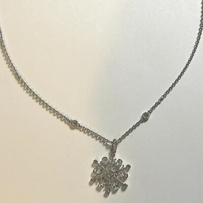 "Collar colgante de copo de nieve Judith Ripka, plata de ley de 20"", circonita cúbica" Foto 1 de 4