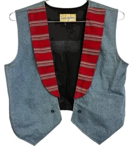 James Halbert Denim Weste Reißverschluss Patchwork Kragen Weste "Herren Small" EUC - Bild 1 von 4