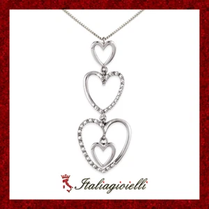 Scintillante Collana Trilogy Cuori Donna in Argento 925 rodiato Oro Bianco - Foto 1 di 6