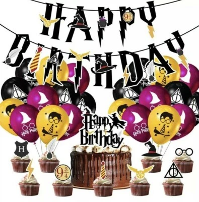harry potter Balloons Happy birthday KIDS banner  party set decor cake topper AU - image 1 of 4