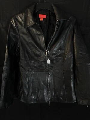 Chaqueta de cuero negra Leather Elements talla mediana Foto 1 de 4