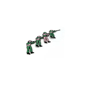Hunter figure Green & Pink iron on patch PAT150 - Picture 1 of 2