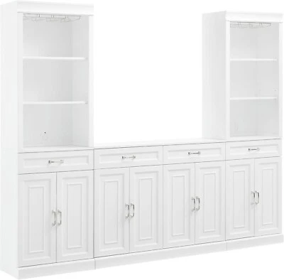 Juego de aparador y armario de bar Crosley Furniture Stanton de 3 piezas, blanco Foto 1 de 4
