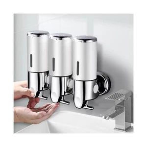 3 Bottles Bathroom Shower Soap Dispenser Shampoo Gel Pump Wall 1500ml Silver - Picture 1 of 10