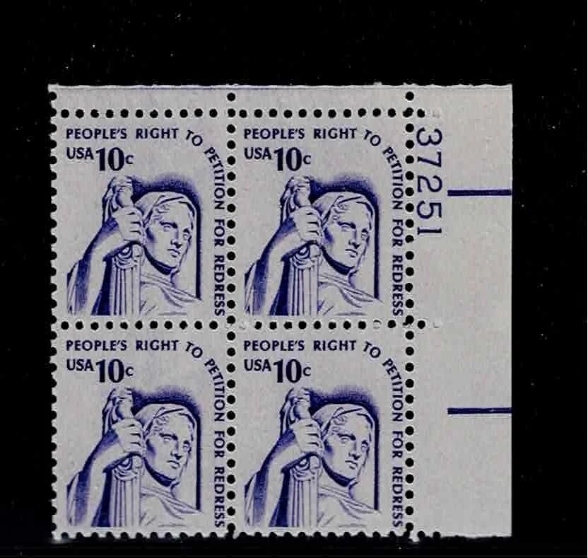 US Scott #1592, Plate Block #37251 1977 Justice 10c FVF MNH Upper Right - Image 1 of 1