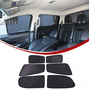 6PCS Car Window Sunshade Black Mesh Cisor Kit For Mitsubishi L200 Trition 15-23 - Picture 1 of 12