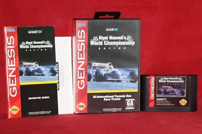 Nigel Mansell's World Championship Racing (Sega Genesis, 1994) Game CIB Complete - Image 1 of 4