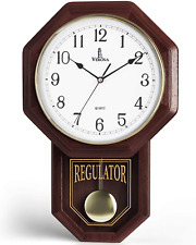 Pendulum Wall Clock - Regulator Clock - Wooden Schoolhouse Wall Clock with Pendu