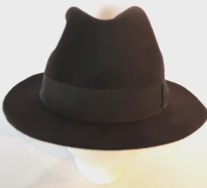 Vintage Chapeau Mossant Paris Fedora Hut Fell Filz braun gebändert Plassard Grand Luxe - Bild 1 von 12