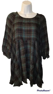 Women's Cooperative Plaid 3/4" Sleeve Blouse XS 1000% Rayon - Imagen 1 de 6