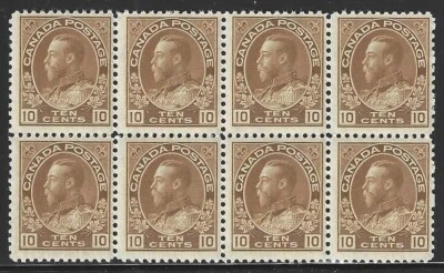 Canada, 1925, Scott #118, 10c Bis. brown, block of 8, Mint, N.H., Scott $960.00+ - Image 1 of 2